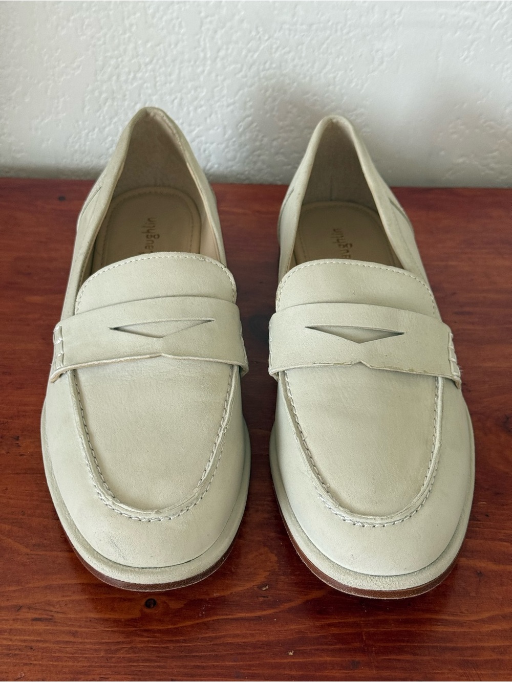 J. McLaughlin Cream Leather Penny Loafers